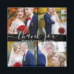 thank you,white handwriting 4 photos wedding black magnet<br><div class="desc">elegant thank you, white handwriting 4 photos wedding black magnet 
you can change background color, font color and style, </div>