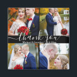 thank you,white handwriting 4 photos wedding black magnet<br><div class="desc">elegant thank you, white handwriting 4 photos wedding black magnet 
you can change background color, font color and style, </div>
