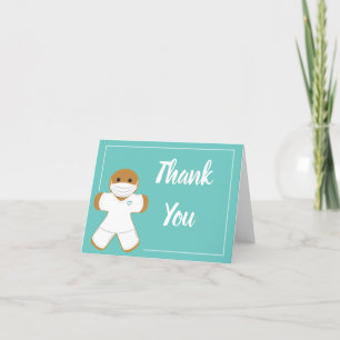 Thank You White Scrubs Gingerbread Man Cartoon Card