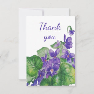 Thank You Wild Violet Garden Flower Watercolor Card
