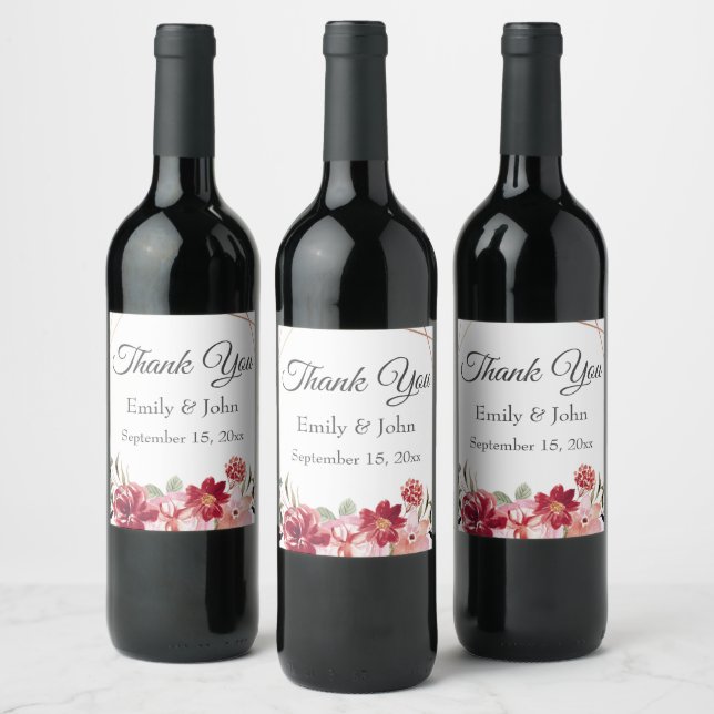 Thank you wine bottle favours label (Bottles)