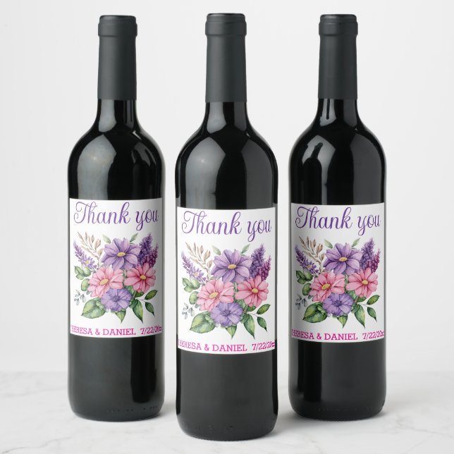 Thank you winelabel favours wine label (Bottles)