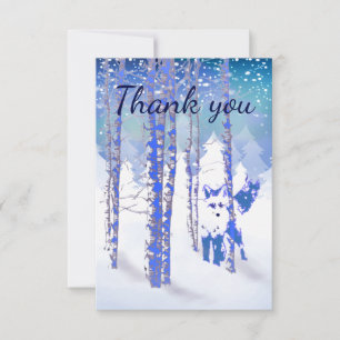 Thank You Winter Frost Snow Forest Fox Animal Card