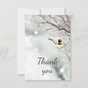 Thank You Winter Frosty Trees Chickadee Bird Art