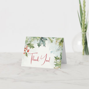 Thank You   Winter Holly and Berries Card