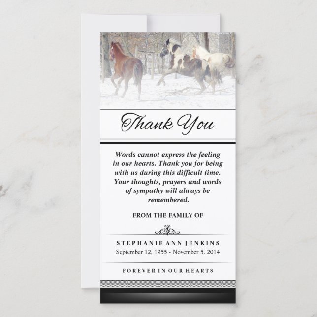 Thank You - Winter Horses - Words Cannot Express Card (Front)