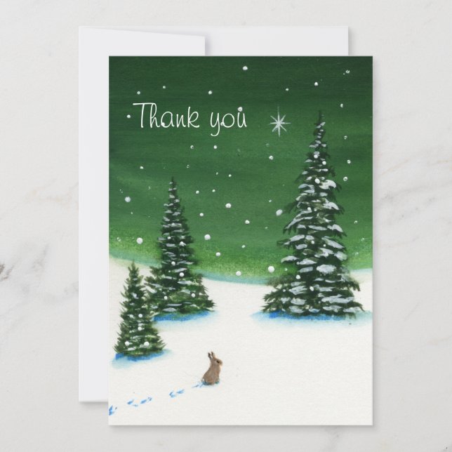 Thank you Winter Wonder Rabbit Card (Front)