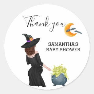 Thank you Witch Baby Shower Halloween  Classic Round Sticker