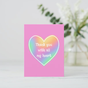 Thank You With All My Heart Rainbow Postcard