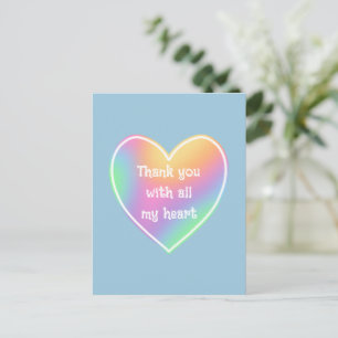Thank You With All My Heart Rainbow Postcard