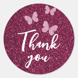 Thank you with butterflies  classic round sticker