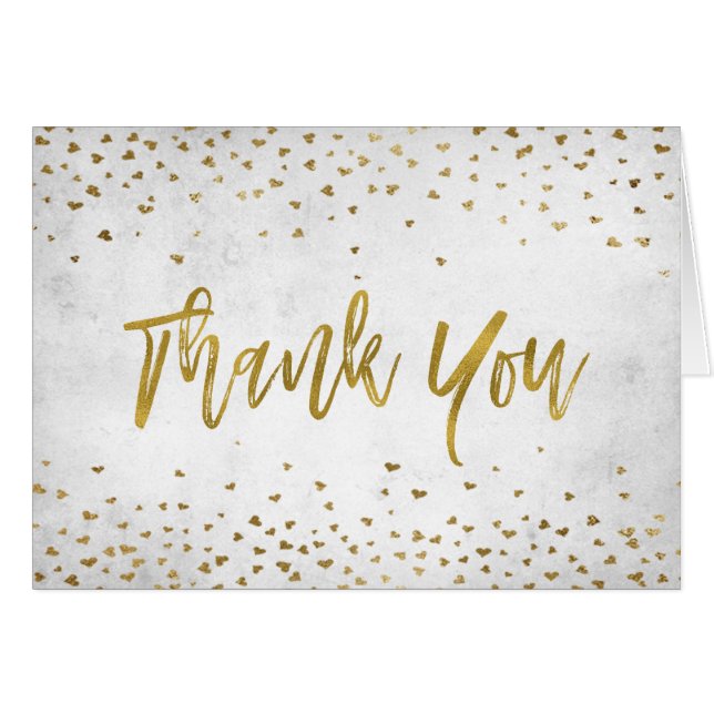 Thank You with Gold Foil Hearts Confetti (Front Horizontal)