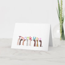 Thank You with Letters Held by Hands Card