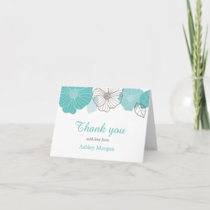 Thank You with Love Elegant Chic Mint Green Floral Card