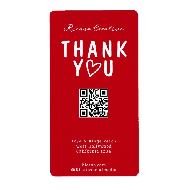 Thank You With Love Heart and QR Code (Front)