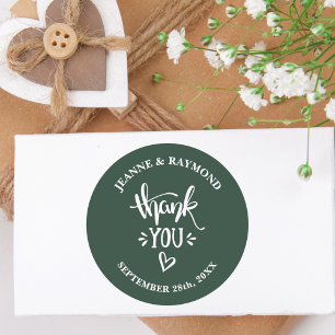 Thank You with Love Sage Green Wedding Favour Classic Round Sticker