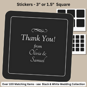 Thank You! with Names, Black White Infinity Scroll Square Sticker