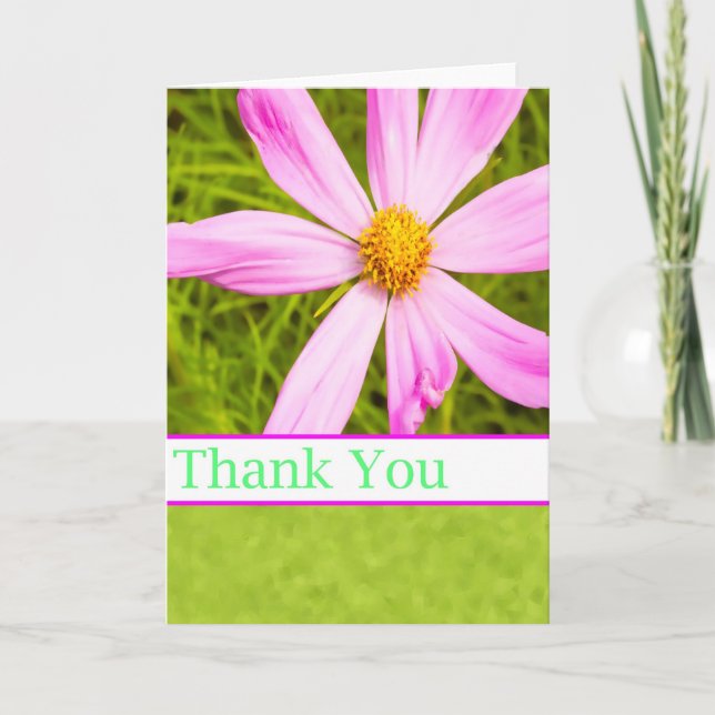 Thank You With Pink Cosmos Flower (Front)