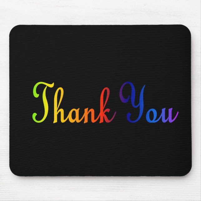Thank you with Rainbow colour text Mouse Pad (Front)
