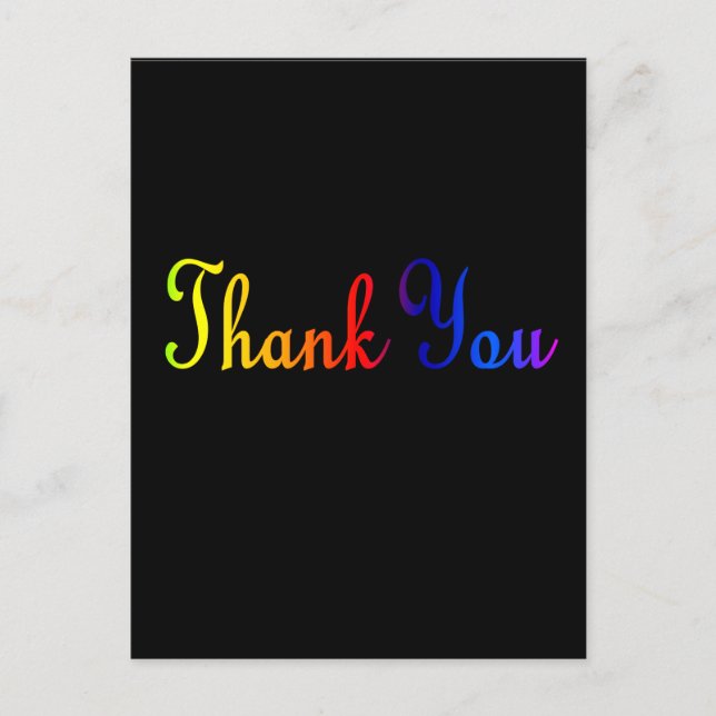 Thank you with Rainbow Colours Postcard (Front)
