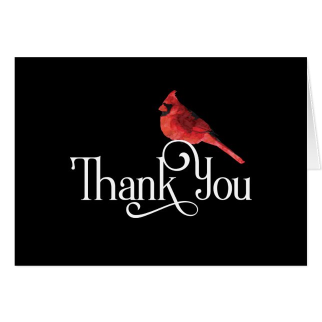 Thank You with Red Cardinal Bird Design (Front Horizontal)