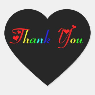Thank You with Red Hearts Heart Sticker