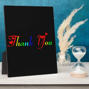 Thank You with Red Hearts Plaque