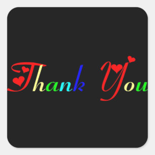 Thank You with Red Hearts Square Sticker