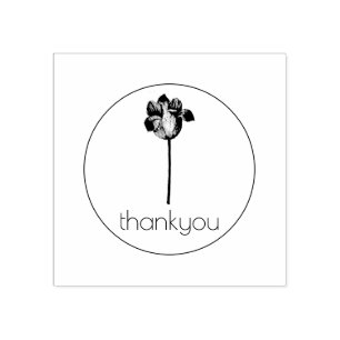 THANK YOU WITH TULIP ILLUSTRATION WOOD ART STAMP
