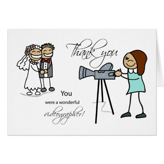 Thank You Woman Videographer, Wedding Card