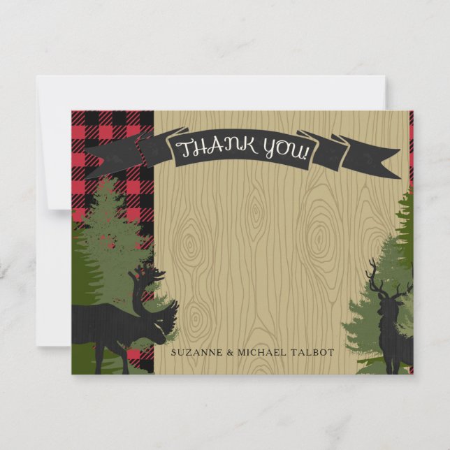 Thank You Woodland Forest Lumberjack Baby Shower Note Card (Front)