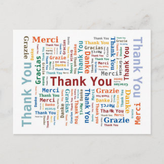 Thank You Word Cloud in 5 languages Postcard