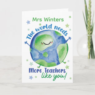 Thank You World Teacher Card – Globe Personalised