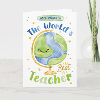 Thank You World Teacher Card – Globe Personalized