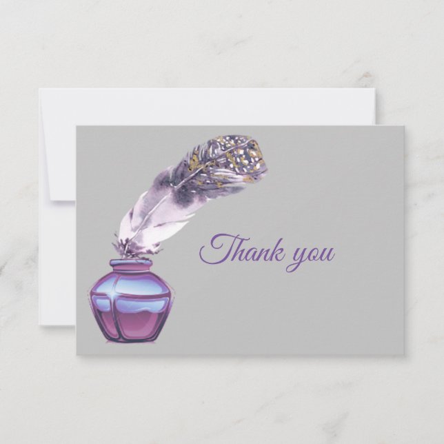 Thank You Writer's Purple Gold Feather (Front)