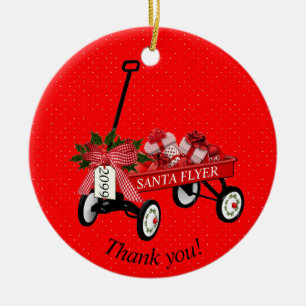 "Thank you!" Year Red Wagon Christmas Ornament