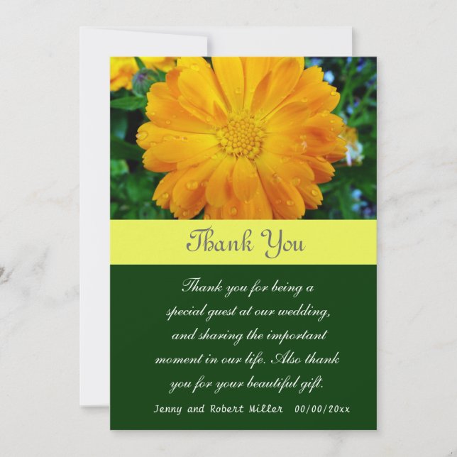 Thank you, yellow daisy flowers thank you card (Front)
