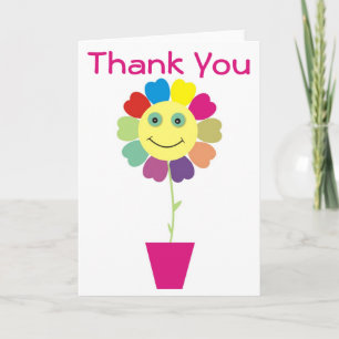 Thank You Yellow Face Sunflower Pink Card