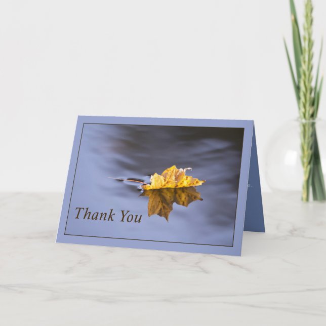 Thank You Yellow Leaf Floating In Lake Card (Front)
