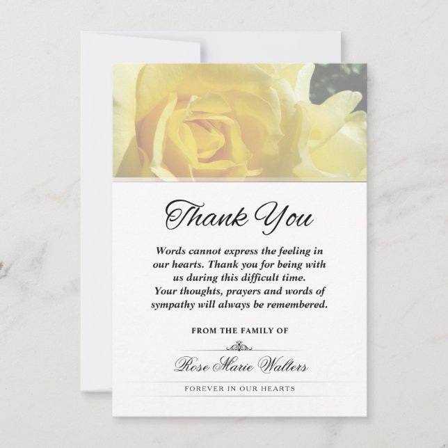 Thank You Yellow Rose Funeral Words Cannot Express (Front)