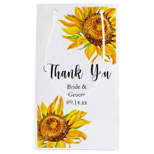 Thank You Yellow Sunflower on Wedding Small Gift B Bag