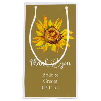 Thank You Yellow Sunflower on Wedding Small Gift Bag