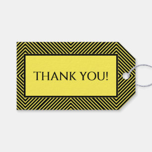 Thank You: Yellow/White Diagonal Lines Pattern Gift Tags