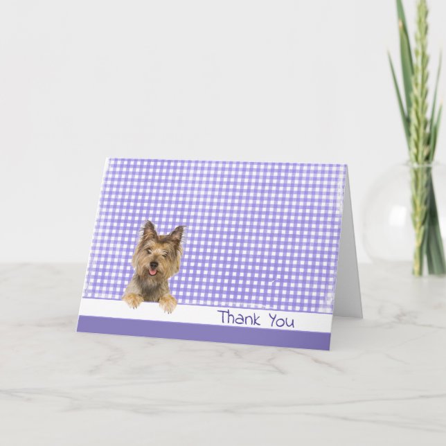 Thank You Yorkshire Terrier on Gingham Card (Front)