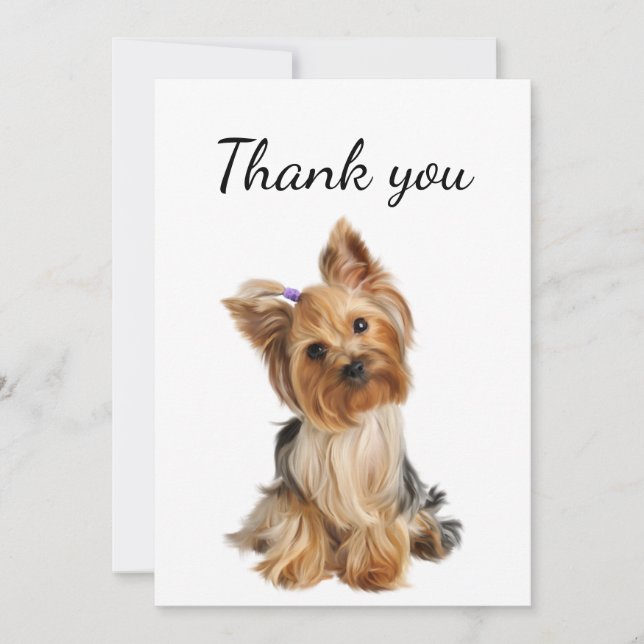 Thank You Yorkshire Terrier Yorkie Dog Pet Animal Card (Front)