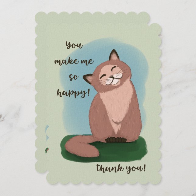 Thank You You Make Me So Happy Smiling Cat  (Front/Back)
