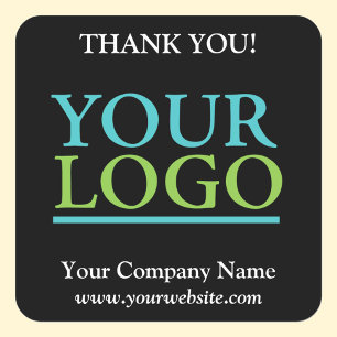 Thank You, Your Logo, Company Name & Website Square Sticker