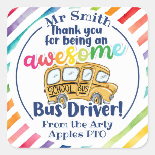 Thank you you're an awesome bus driver square sticker