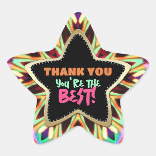 Thank You ♥ You're the Best Rainbow Colors Star Sticker