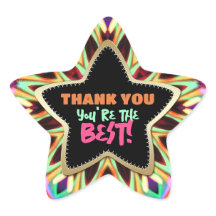 Thank You ♥ You're the Best Rainbow Colours Star